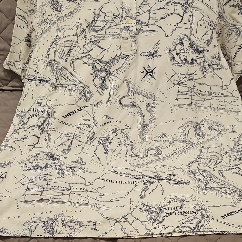 Ralph Lauren Mens Blue Label Knit Oxford Short Sleeve Map Print Polo Shirt - Picture 14 of 16